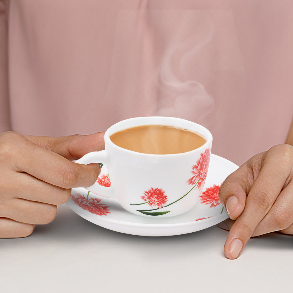 Larah by Borosil Belle Cup n Saucer Set 140 ml x 8