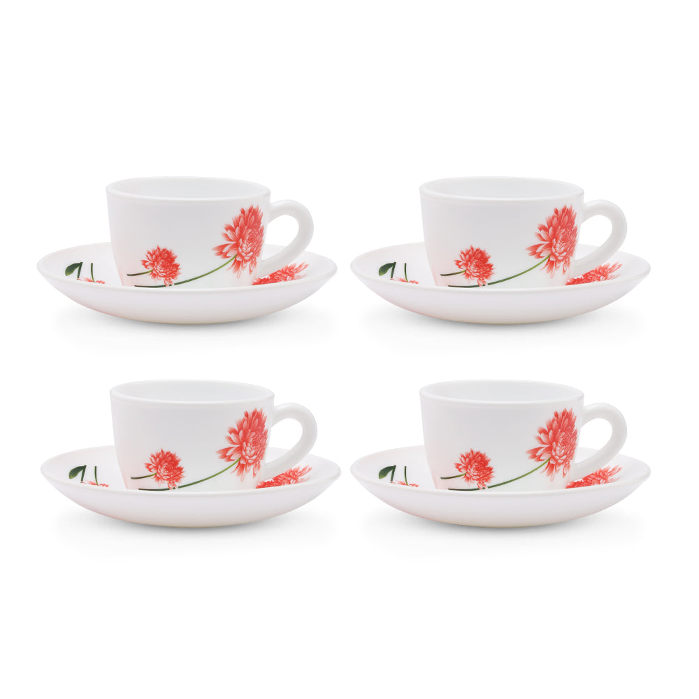 Larah by Borosil Belle Cup n Saucer Set 140 ml x 8