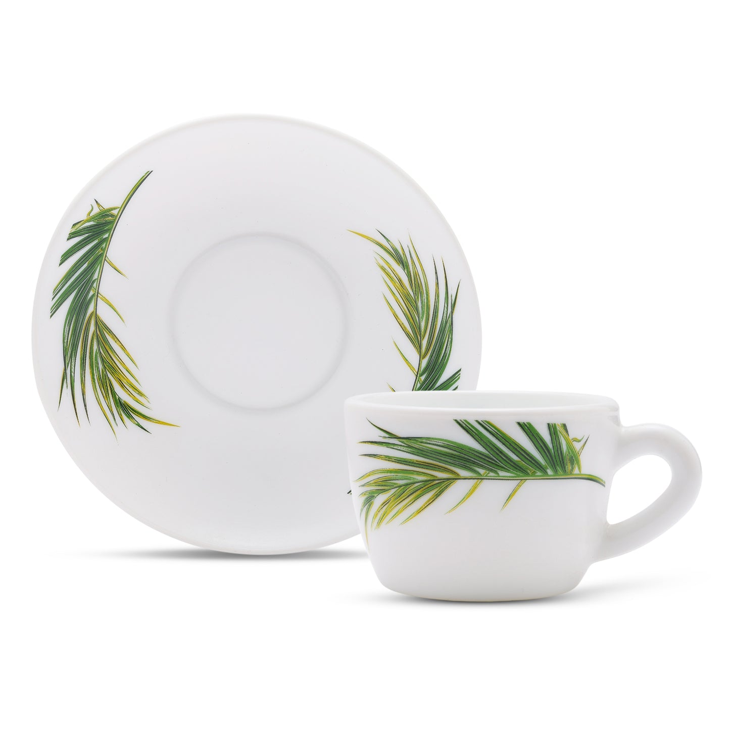 Larah by Borosil Crescent Cup n Saucer Set 140 ml x 8