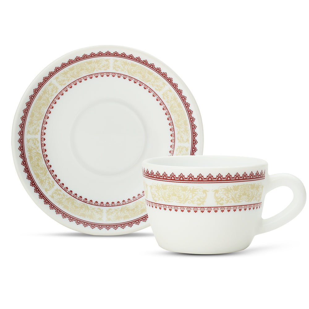 Larah by Borosil Elega Cup n Saucers Set 140 ml x 8