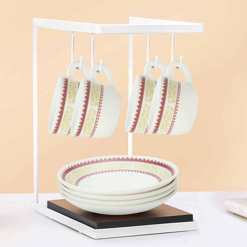 Larah by Borosil Elega Cup n Saucers Set 140 ml x 8