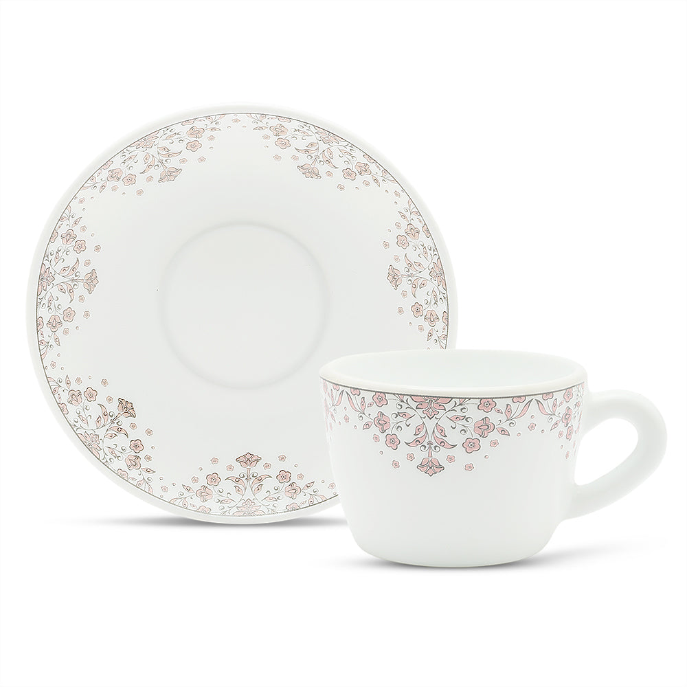 Larah by Borosil Lark Cup n Saucers Set 140 ml x 8