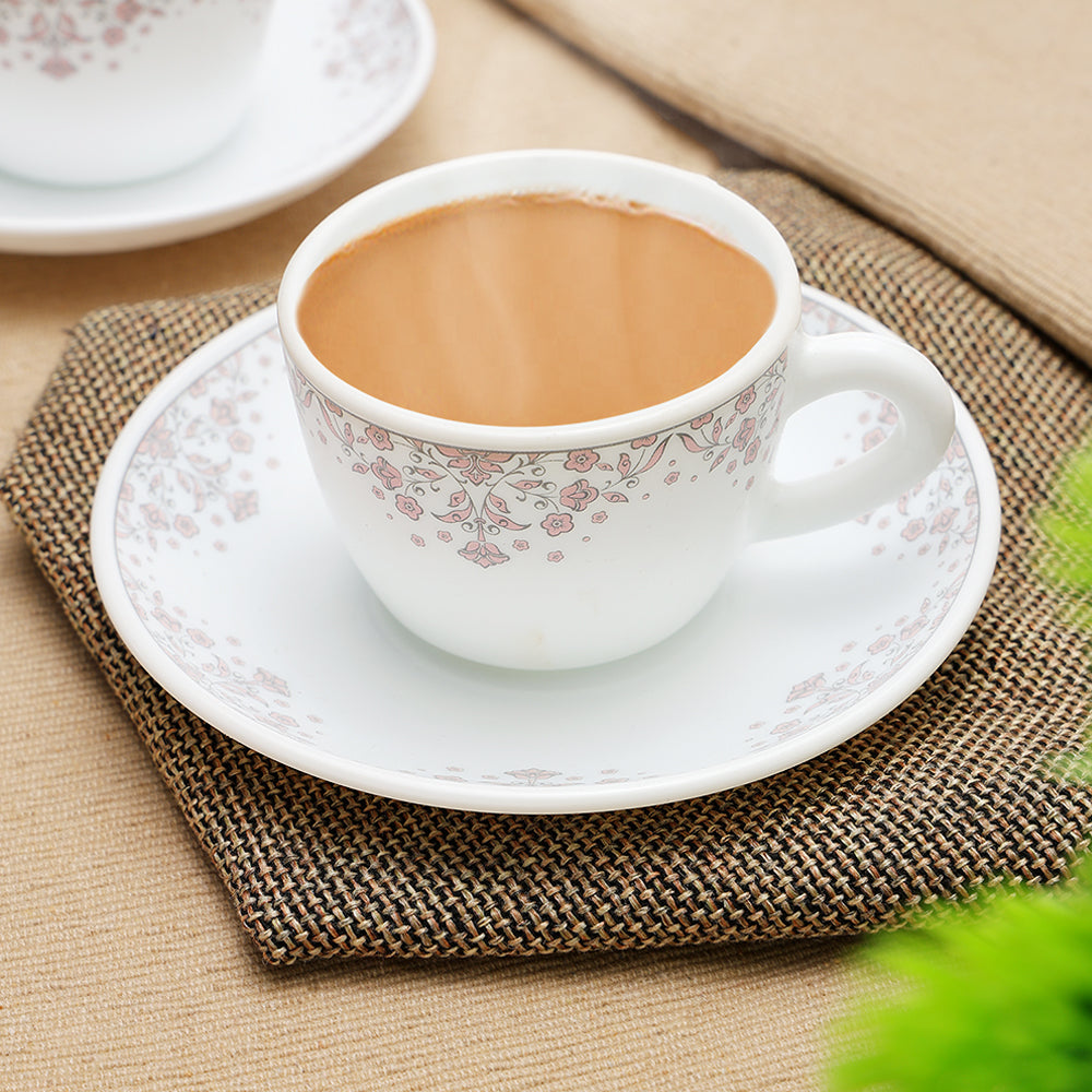 Larah by Borosil Lark Cup n Saucers Set 140 ml x 8