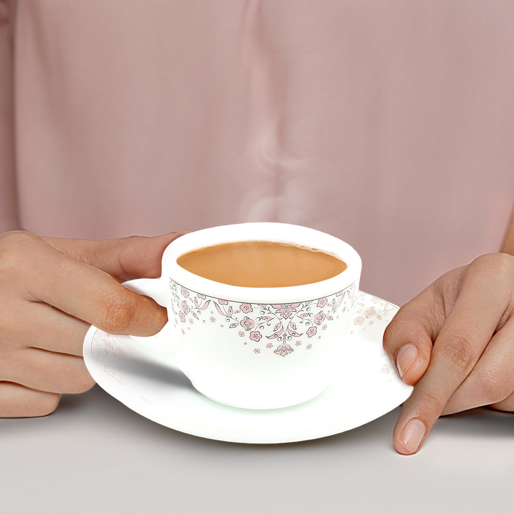 Larah by Borosil Lark Cup n Saucers Set 140 ml x 8