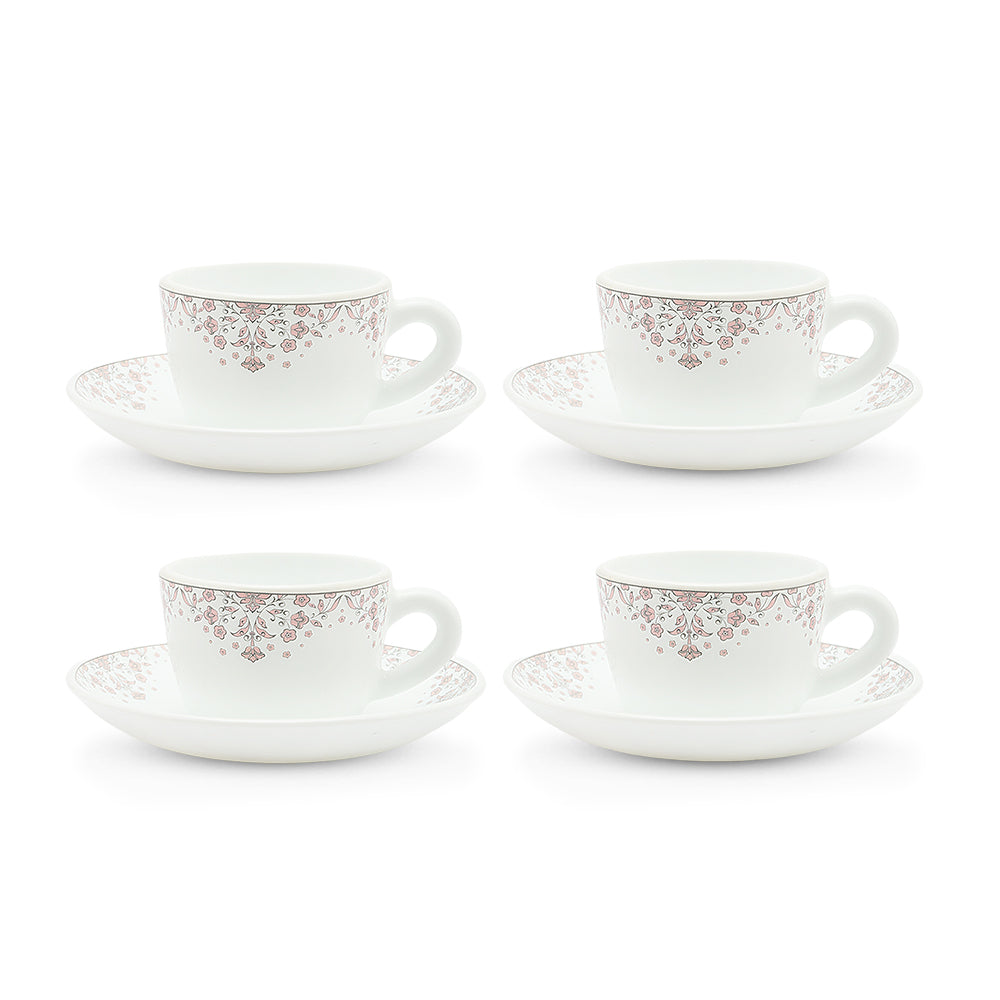 Larah by Borosil Lark Cup n Saucers Set 140 ml x 8