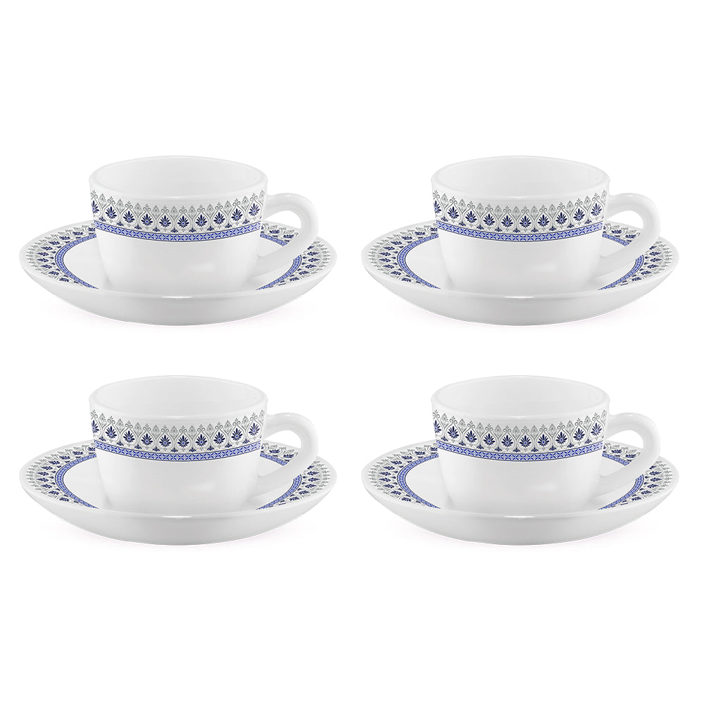 Larah by Borosil Ocean Cup n Saucers Set 140 ml x 8