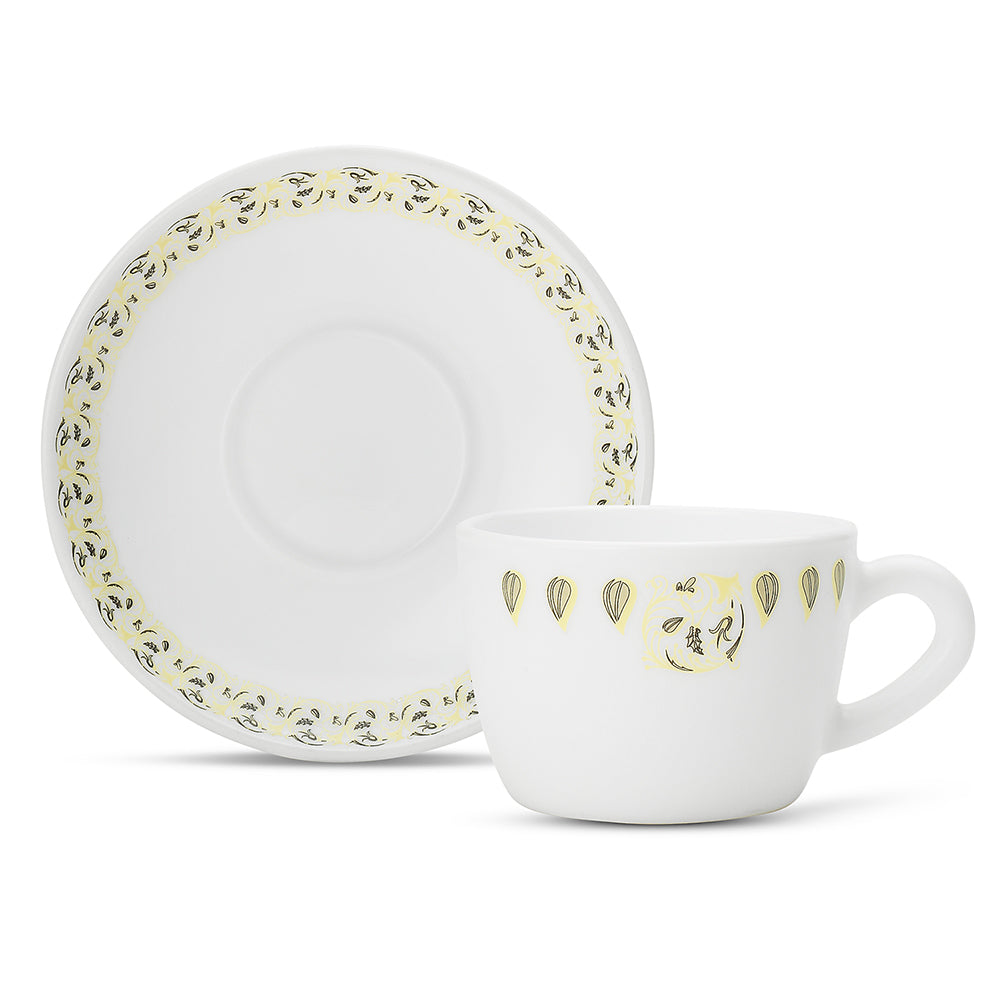 Larah by Borosil Ora Gold Cup n Saucer Set 140 ml x 8