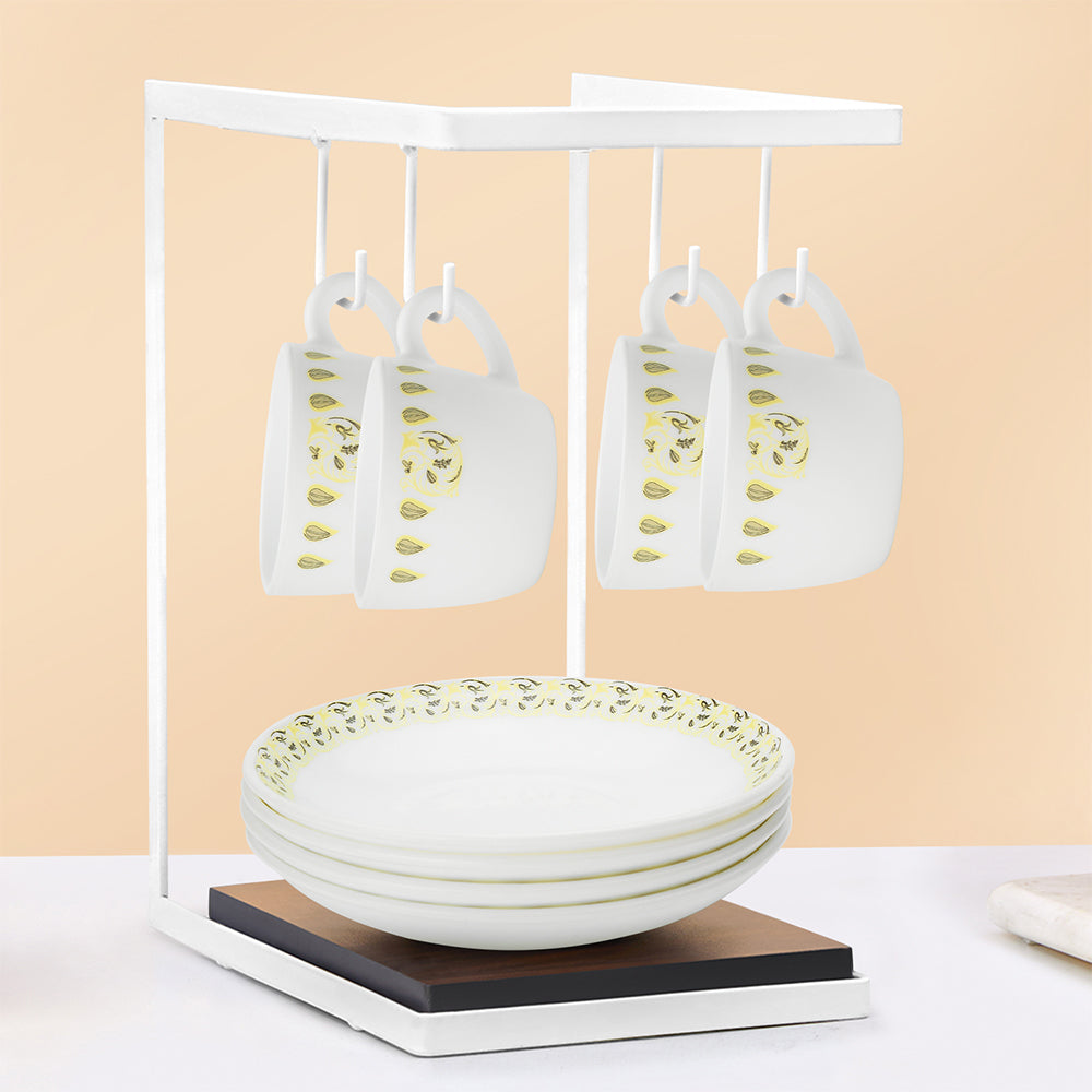 Larah by Borosil Ora Gold Cup n Saucer Set 140 ml x 8