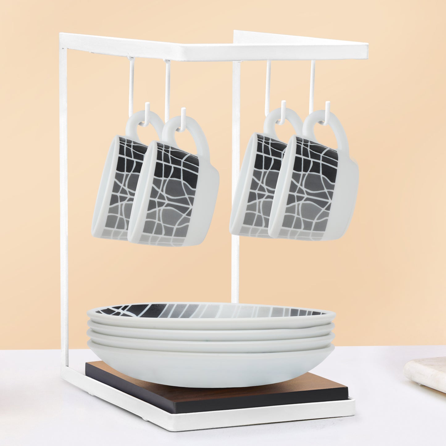 Larah by Borosil Sitara Cup n Saucers Set 140 ml x 8