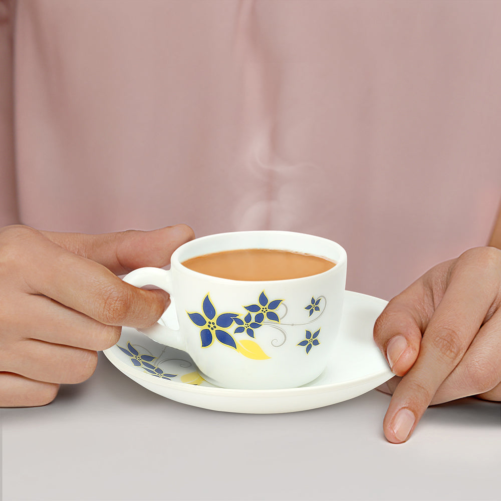 Larah by Borosil Viva Cup n Saucer Set 140 ml x 8