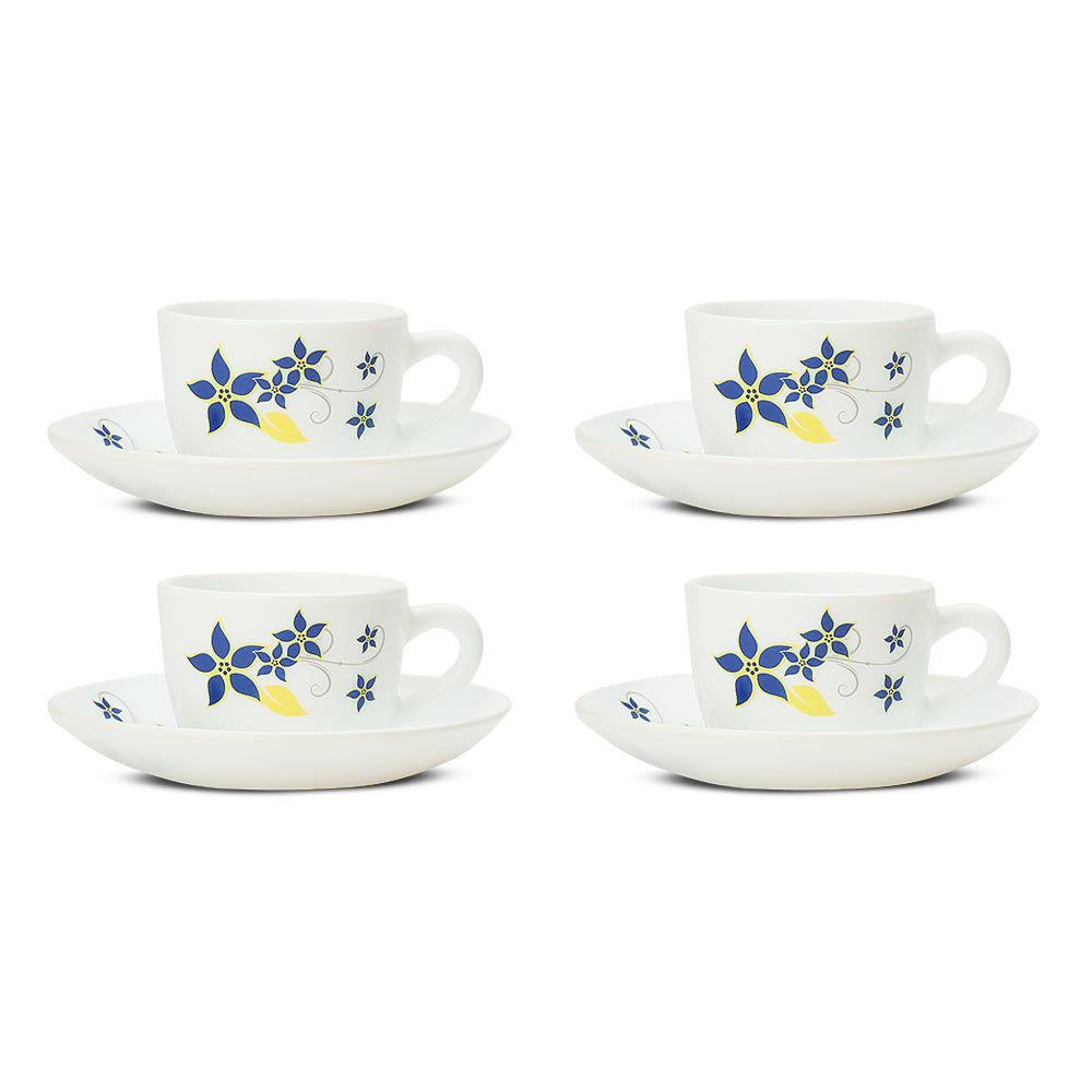 Larah by Borosil Viva Cup n Saucer Set 140 ml x 8