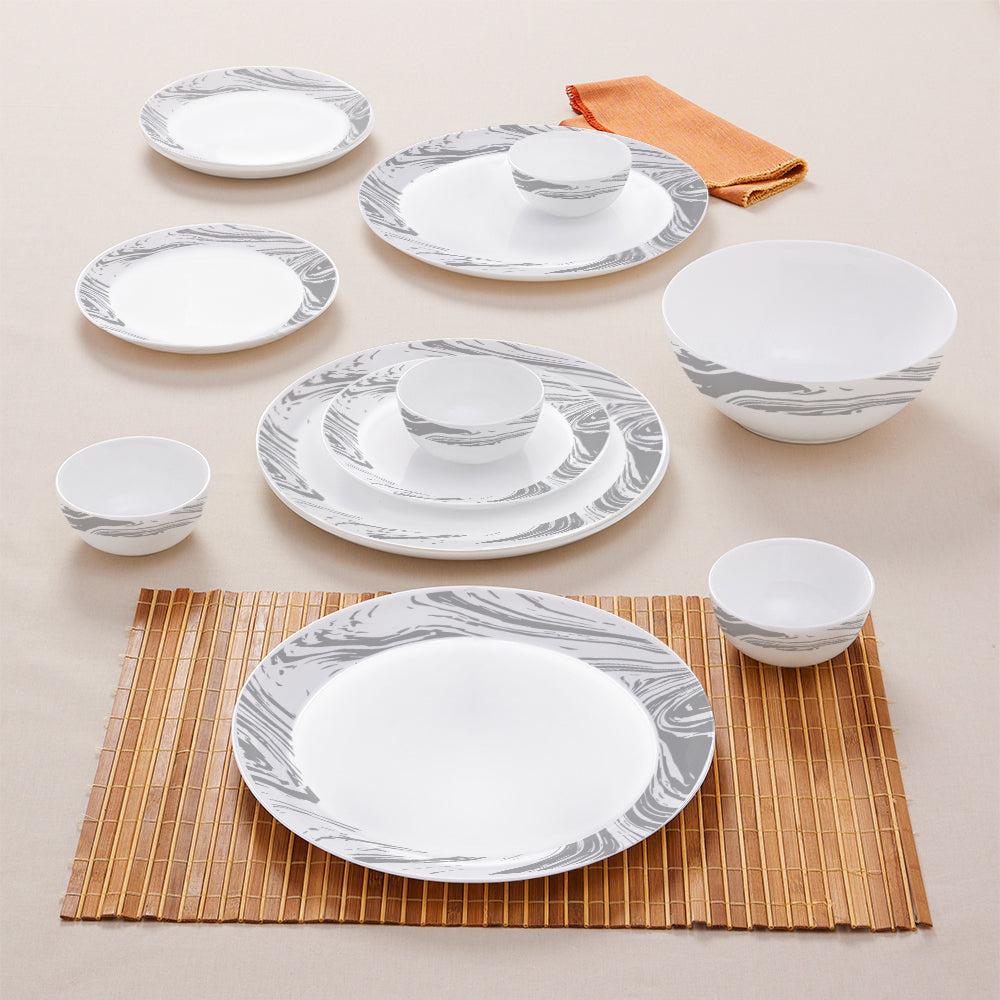 Larah by Borosil, Marble Dinner Set 13 pc Set: Serves 4