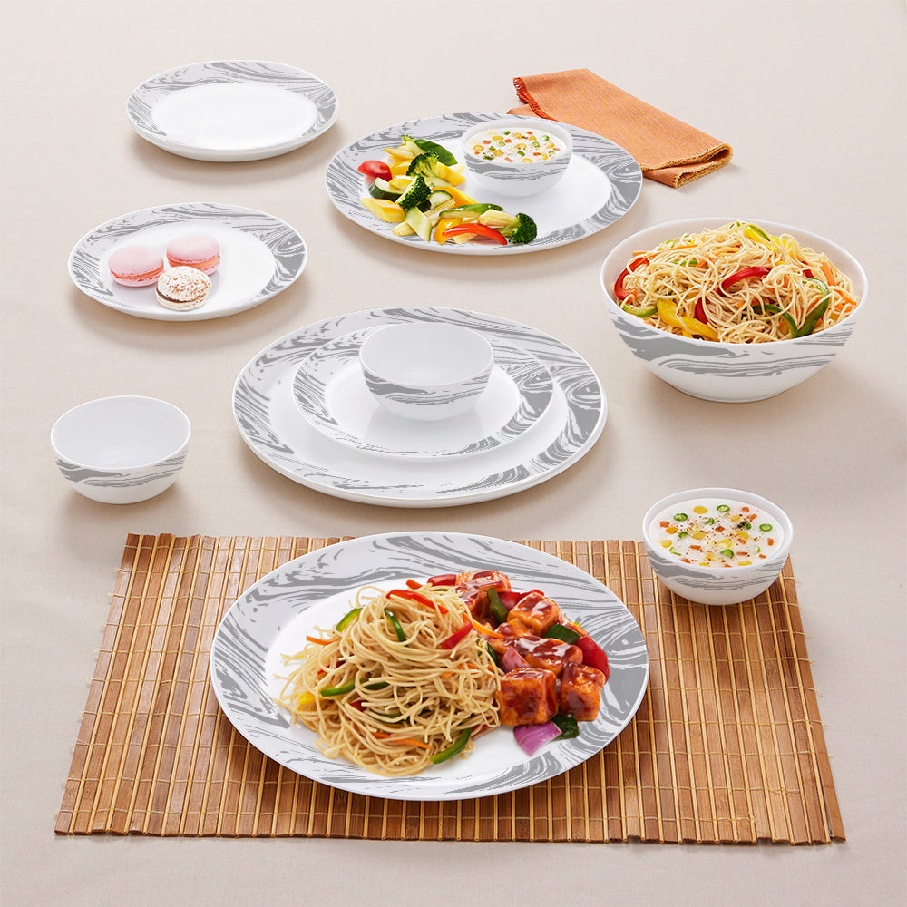 Larah by Borosil, Marble Dinner Set 13 pc Set: Serves 4