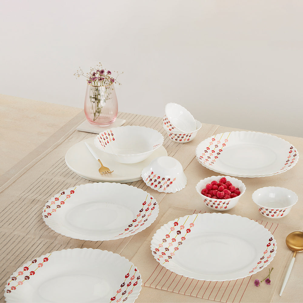 Larah by Borosil, Berry Bliss Dinner Set 19 pc Set: Serves 6