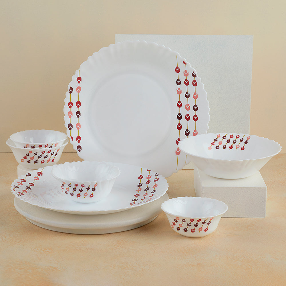 Larah by Borosil, Berry Bliss Dinner Set 19 pc Set: Serves 6