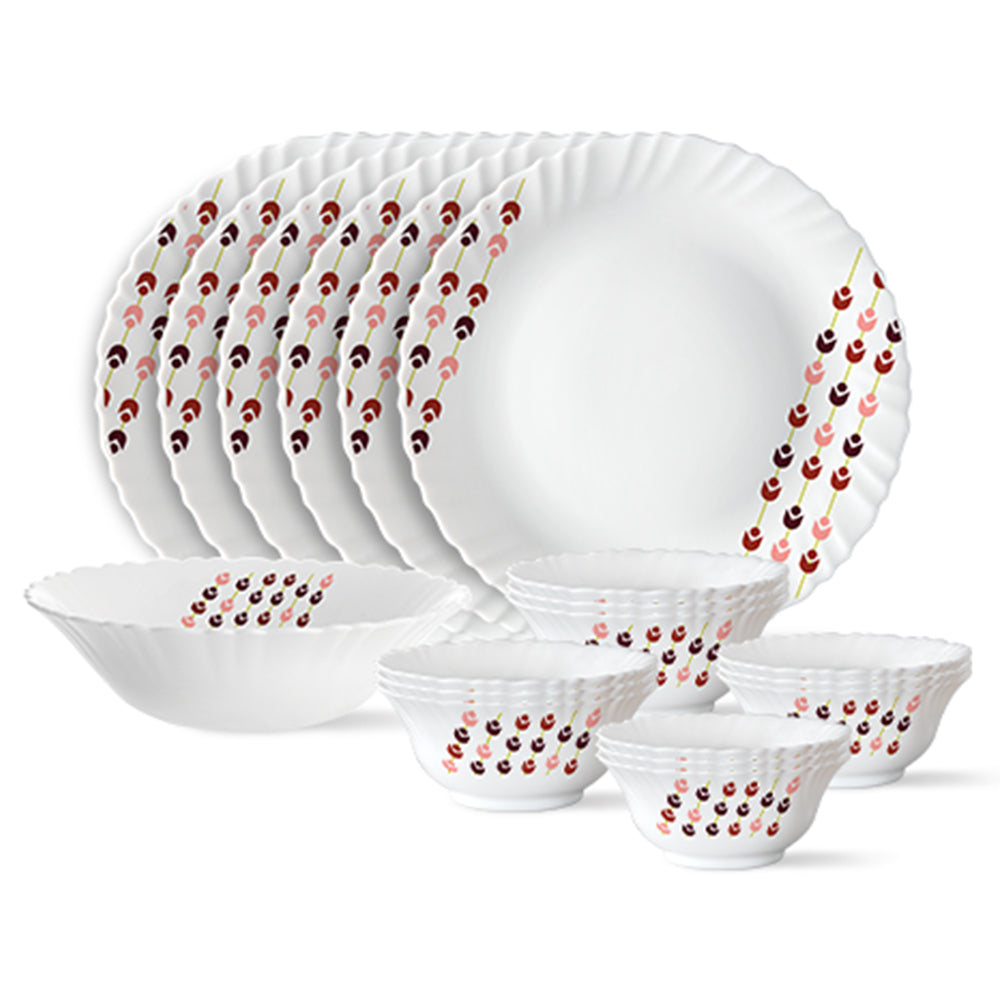 Larah by Borosil, Berry Bliss Dinner Set 19 pc Set: Serves 6