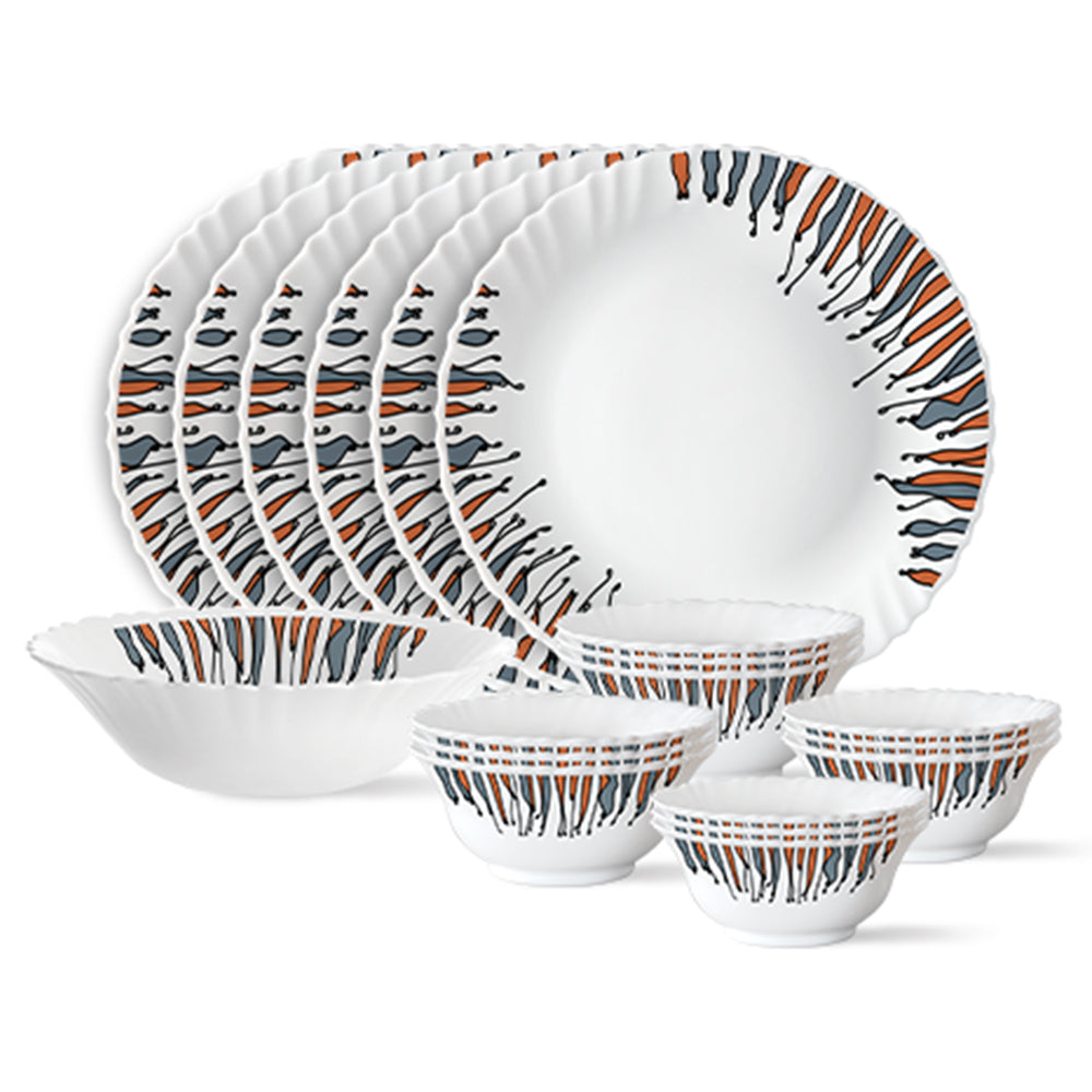 Larah by Borosil, Florentine Dinner Set 19 pc Set: Serves 6