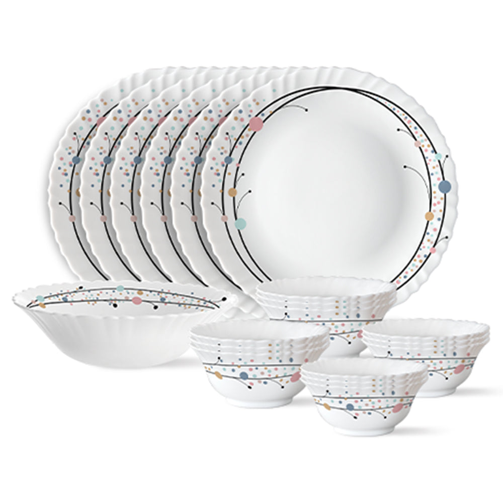 Larah by Borosil, Swirl Dinner Set 19 pc Set: Serves 6