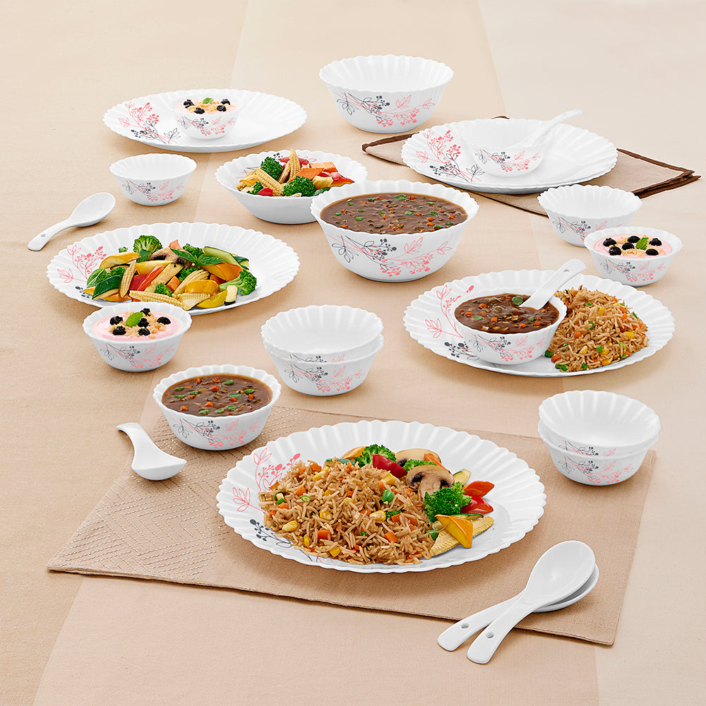 Larah by Borosil, Aspen Dinner Set 27 pc Set: Serves 6