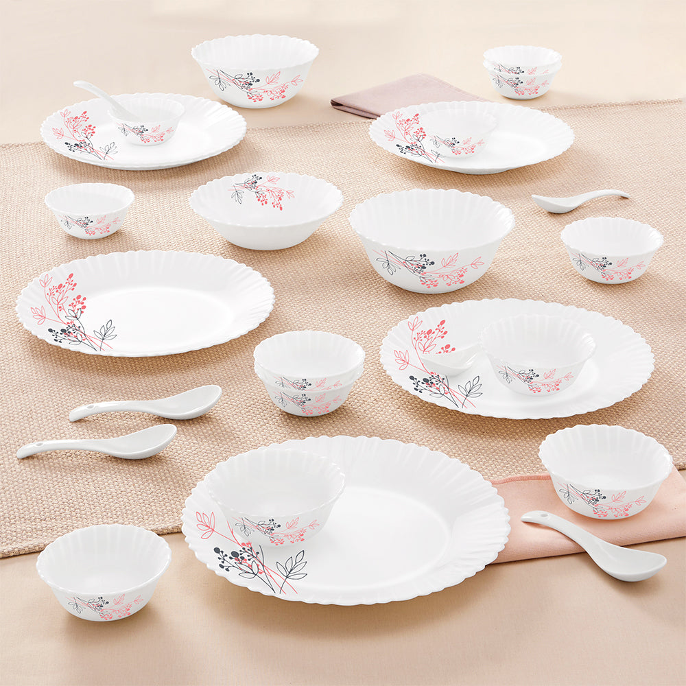 Larah by Borosil, Aspen Dinner Set 27 pc Set: Serves 6