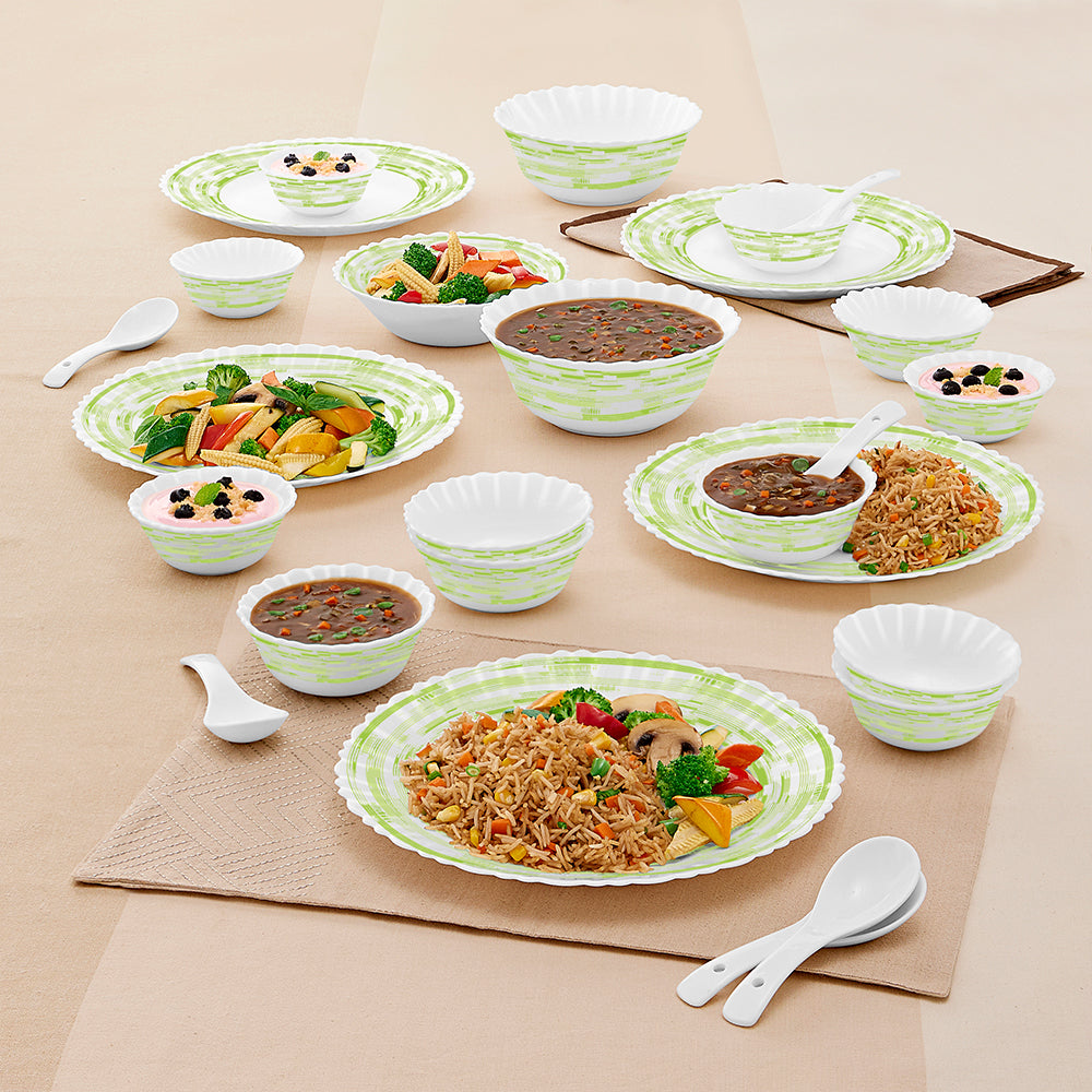 Larah by Borosil, Aura Dinner Set 27 pc Set: Serves 6