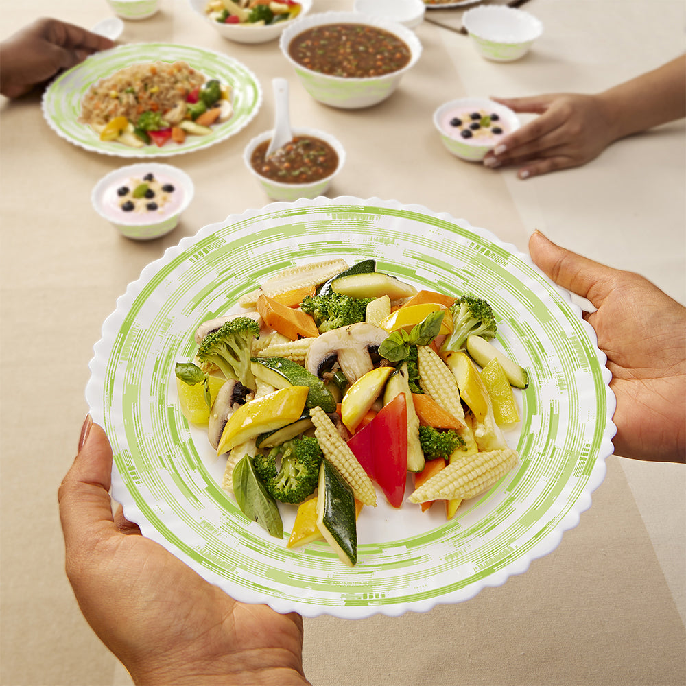 Larah by Borosil, Aura Dinner Set 27 pc Set: Serves 6