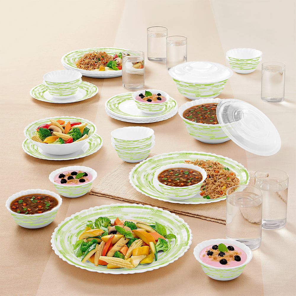 Larah by Borosil, Aura Dinner Set 35 pc Set: Serves 6
