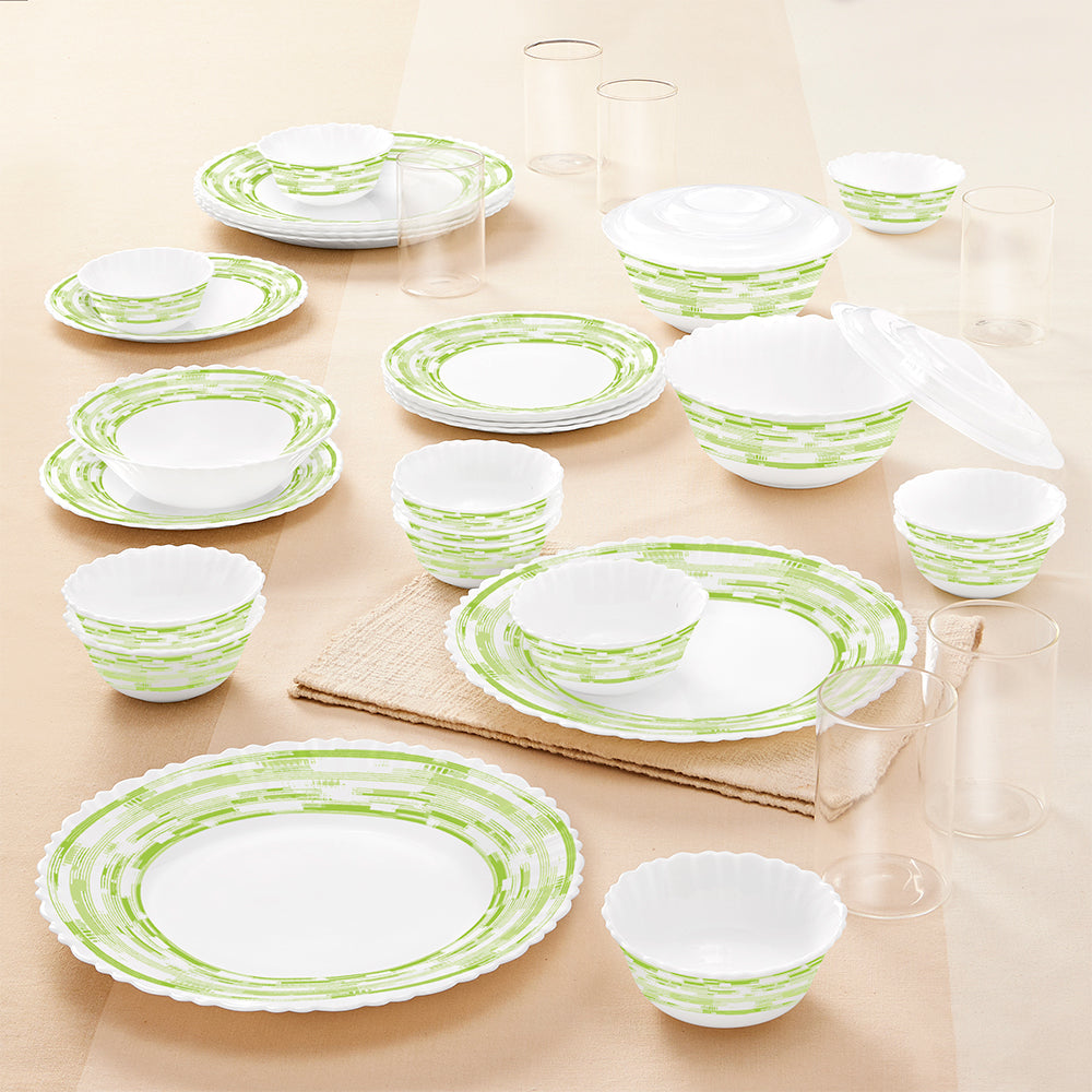 Larah by Borosil, Aura Dinner Set 35 pc Set: Serves 6