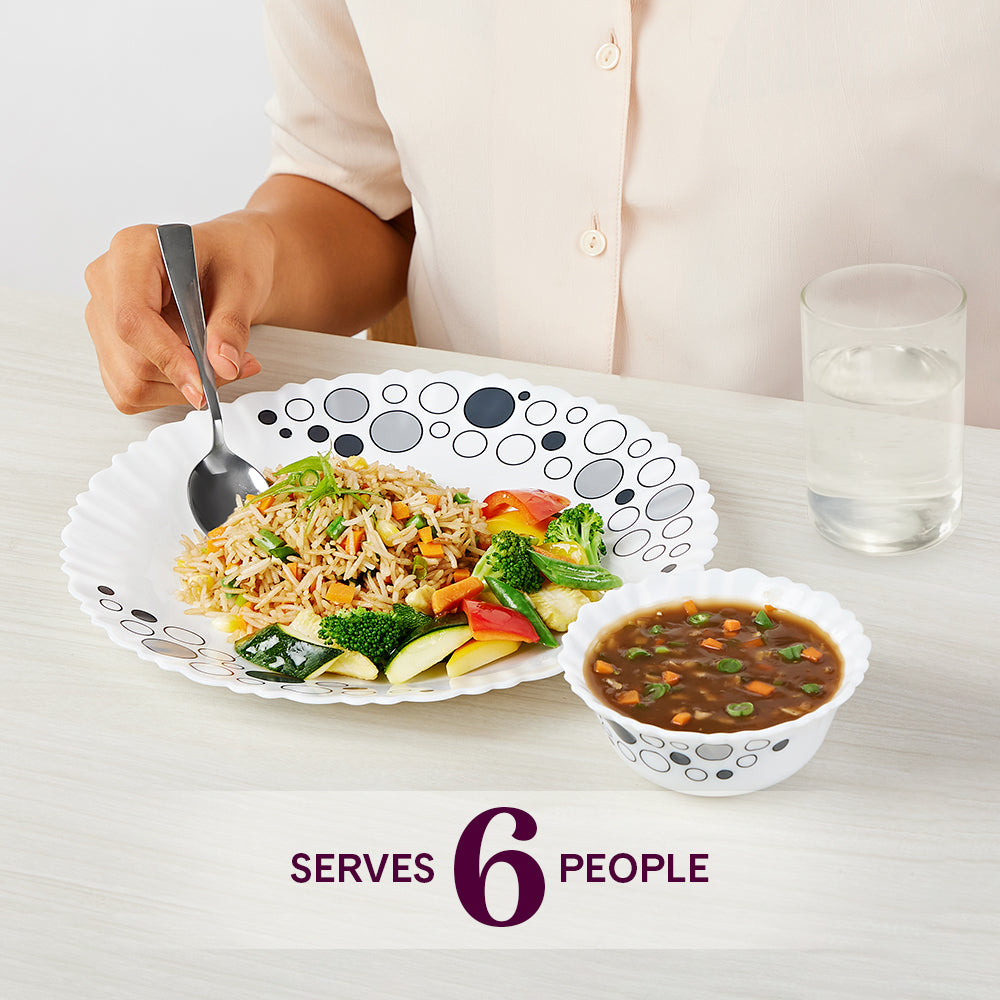 Larah by Borosil, Luna Dinner Set 35 pc Set: Serves 6