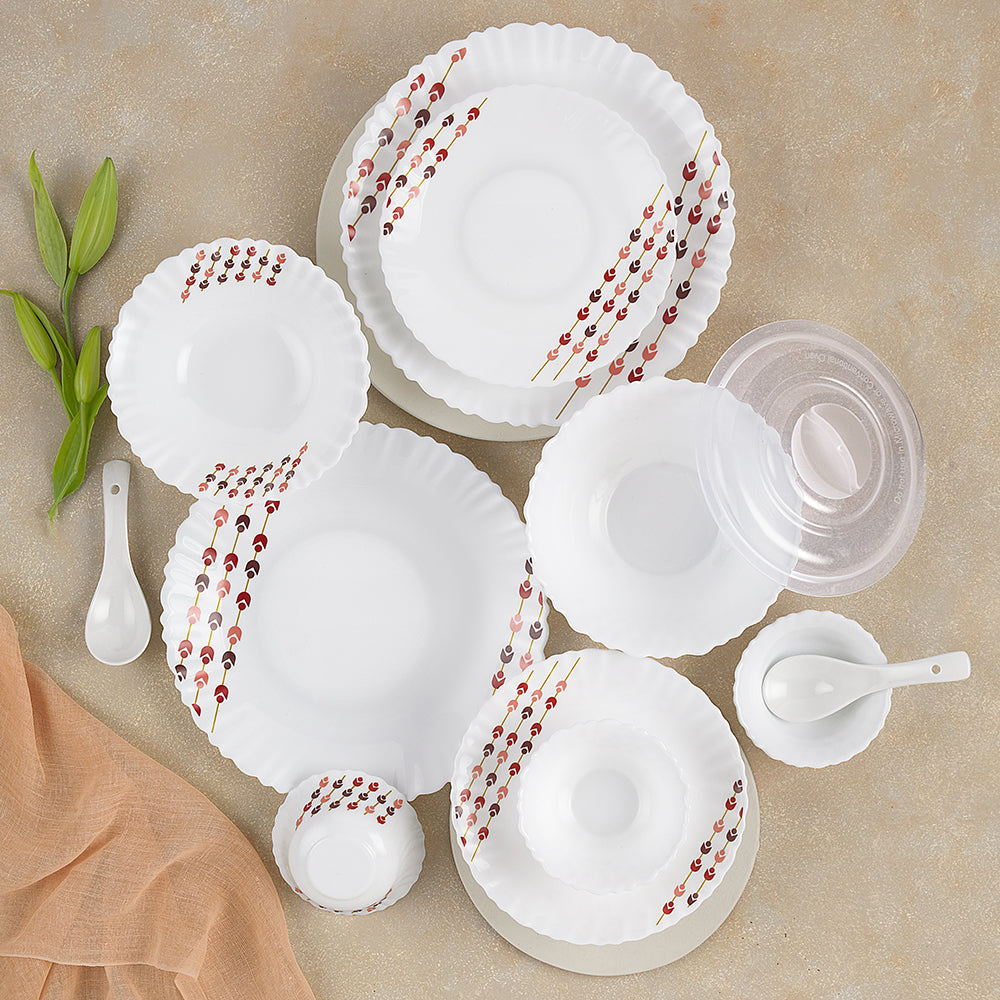 Larah by Borosil, Berry Bliss Dinner Set 35 pc Set: Serves 6