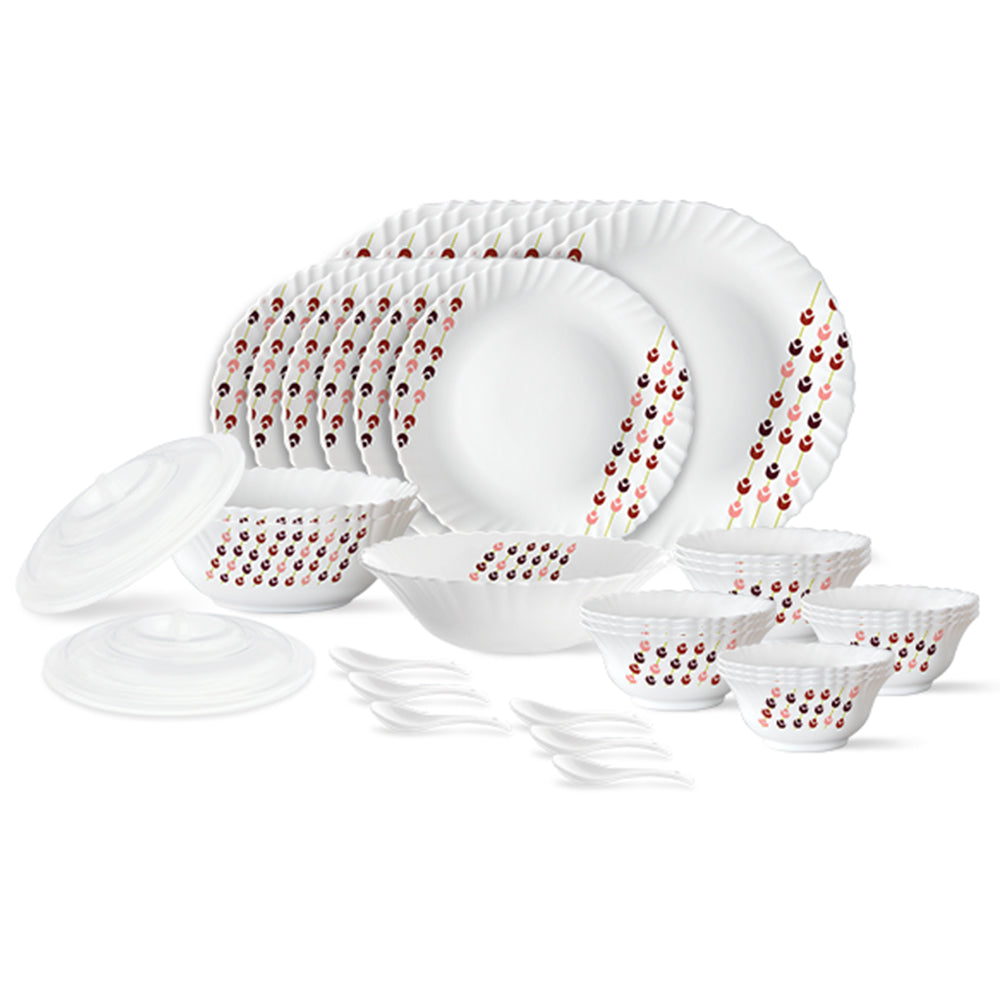 Larah by Borosil, Berry Bliss Dinner Set 35 pc Set: Serves 6