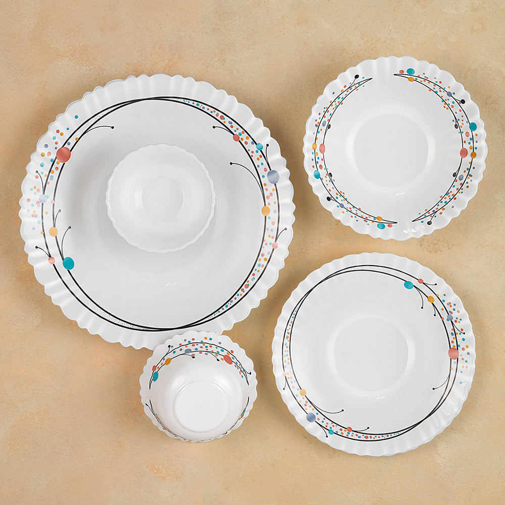 Larah by Borosil, Swirl Dinner Set 35 pc Set: Serves 6