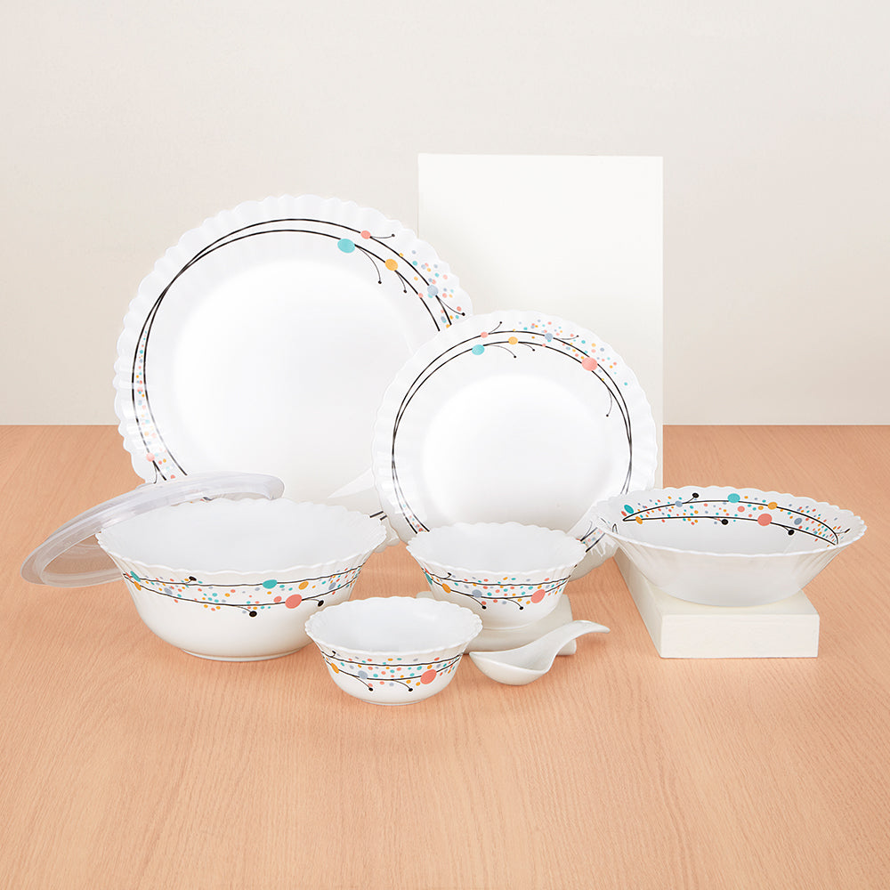 Larah by Borosil, Swirl Dinner Set 35 pc Set: Serves 6