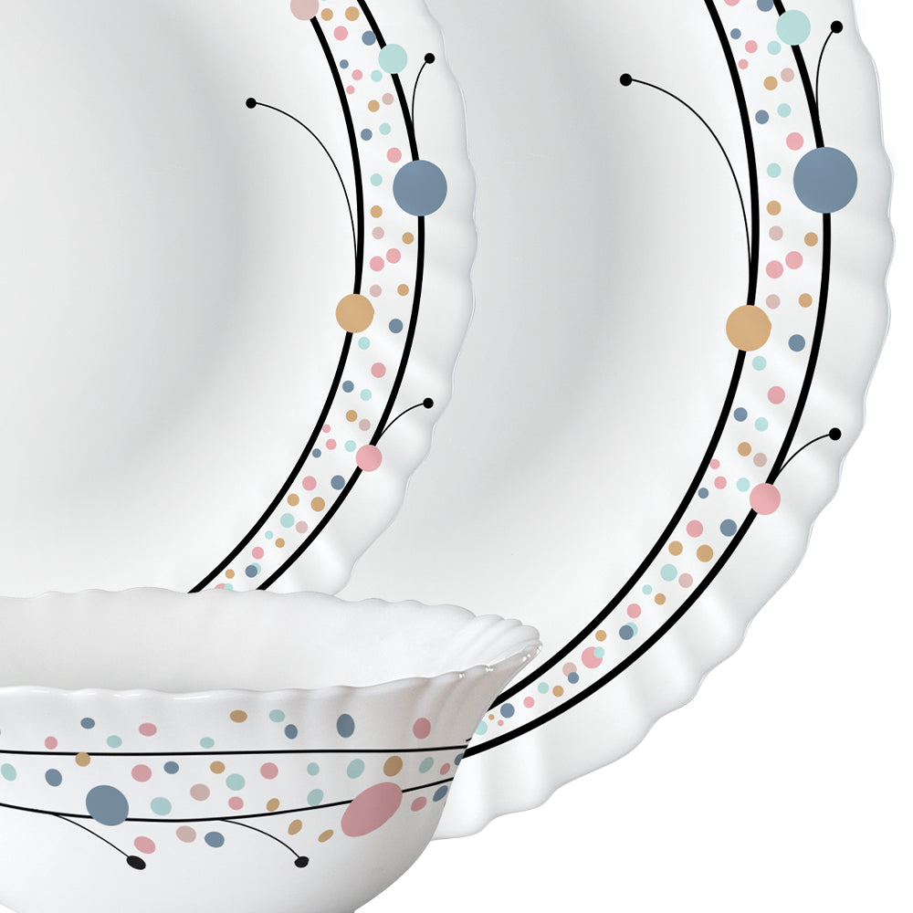 Larah by Borosil, Swirl Dinner Set 35 pc Set: Serves 6