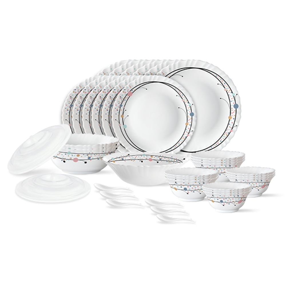 Larah by Borosil, Swirl Dinner Set 35 pc Set: Serves 6