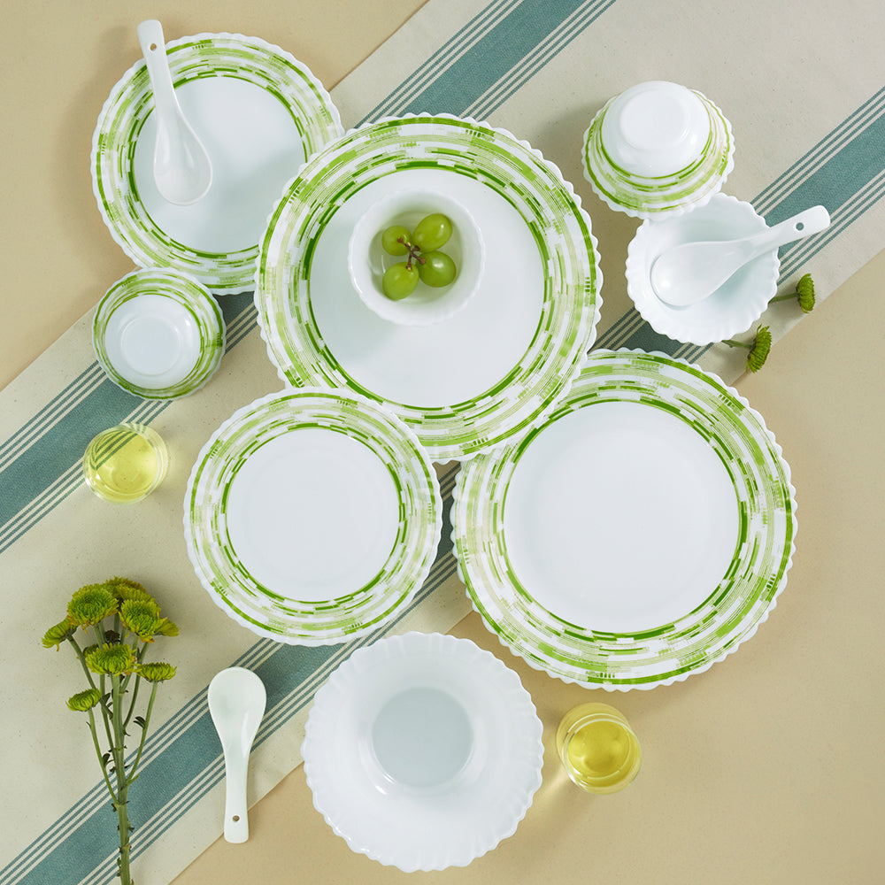 Larah by Borosil, Aura Dinner Set 35 pc Set: Serves 6 (Option 2)