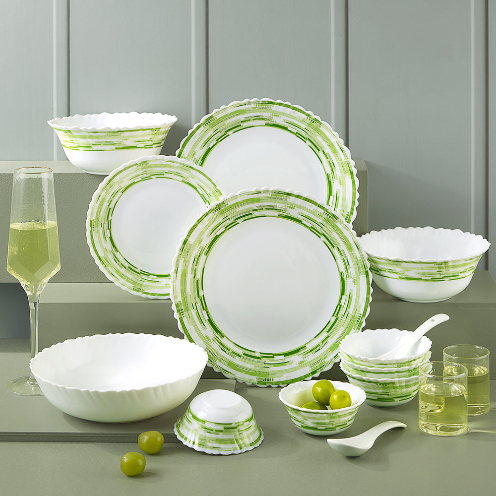 Larah by Borosil, Aura Dinner Set 35 pc Set: Serves 6 (Option 2)