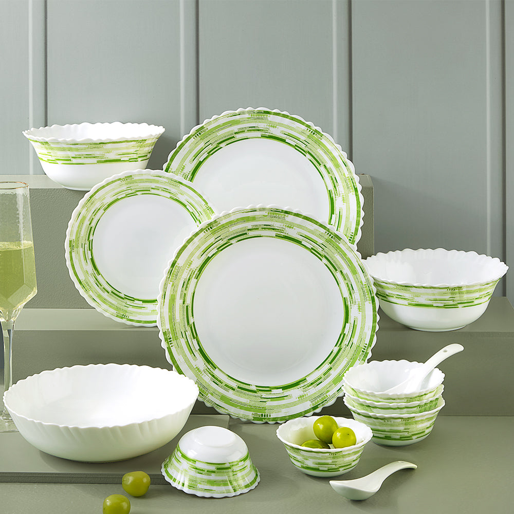 Larah by Borosil, Aura Dinner Set 35 pc Set: Serves 6 (Option 2)