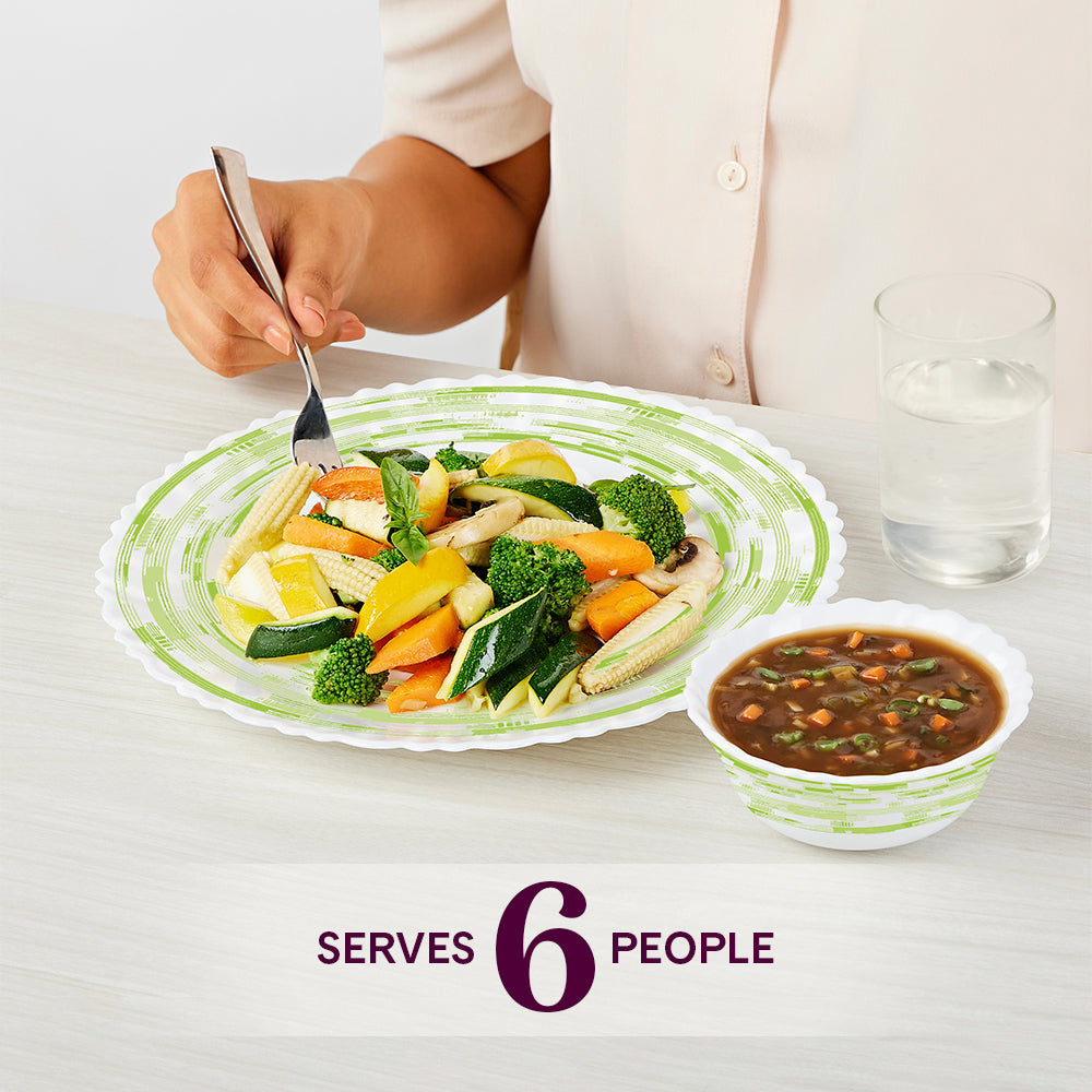 Larah by Borosil, Aura Dinner Set 35 pc Set: Serves 6 (Option 2)