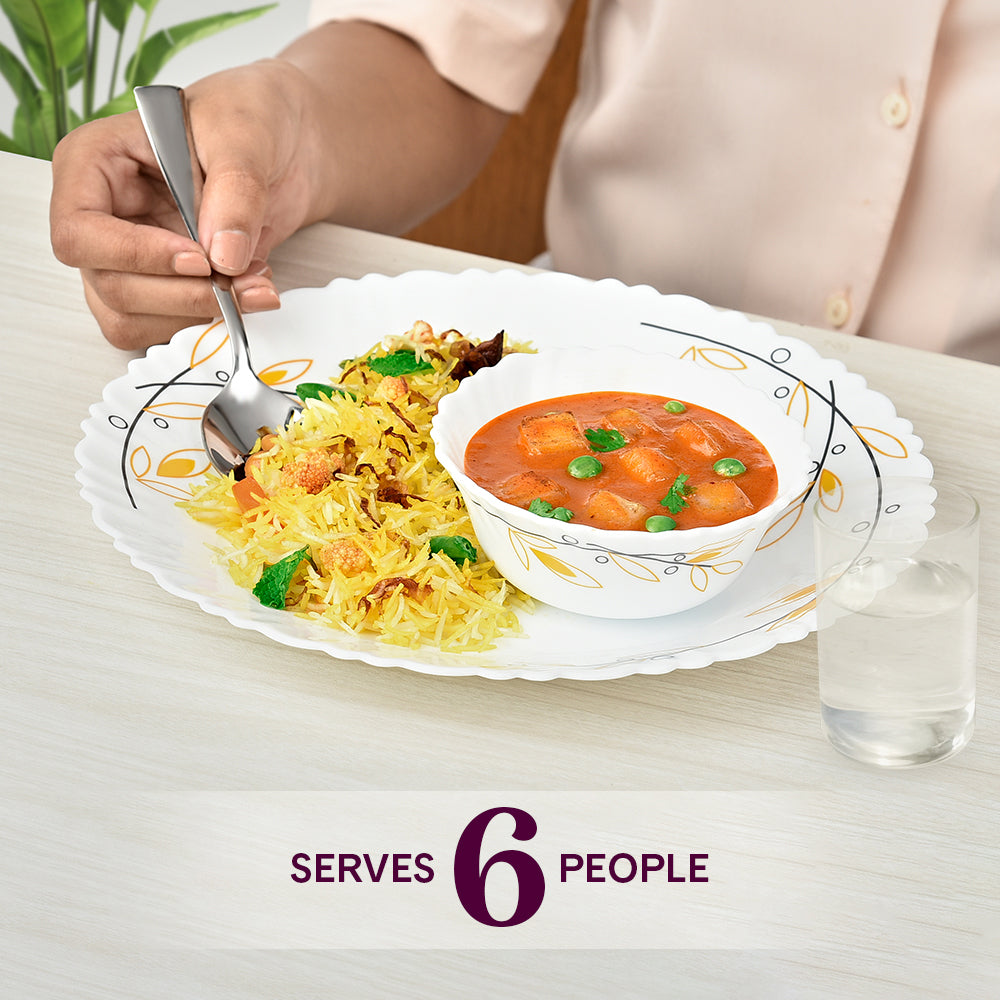 Larah by Borosil, Bella Dinner Set 35 pc Set: Serves 6 (Option 3)