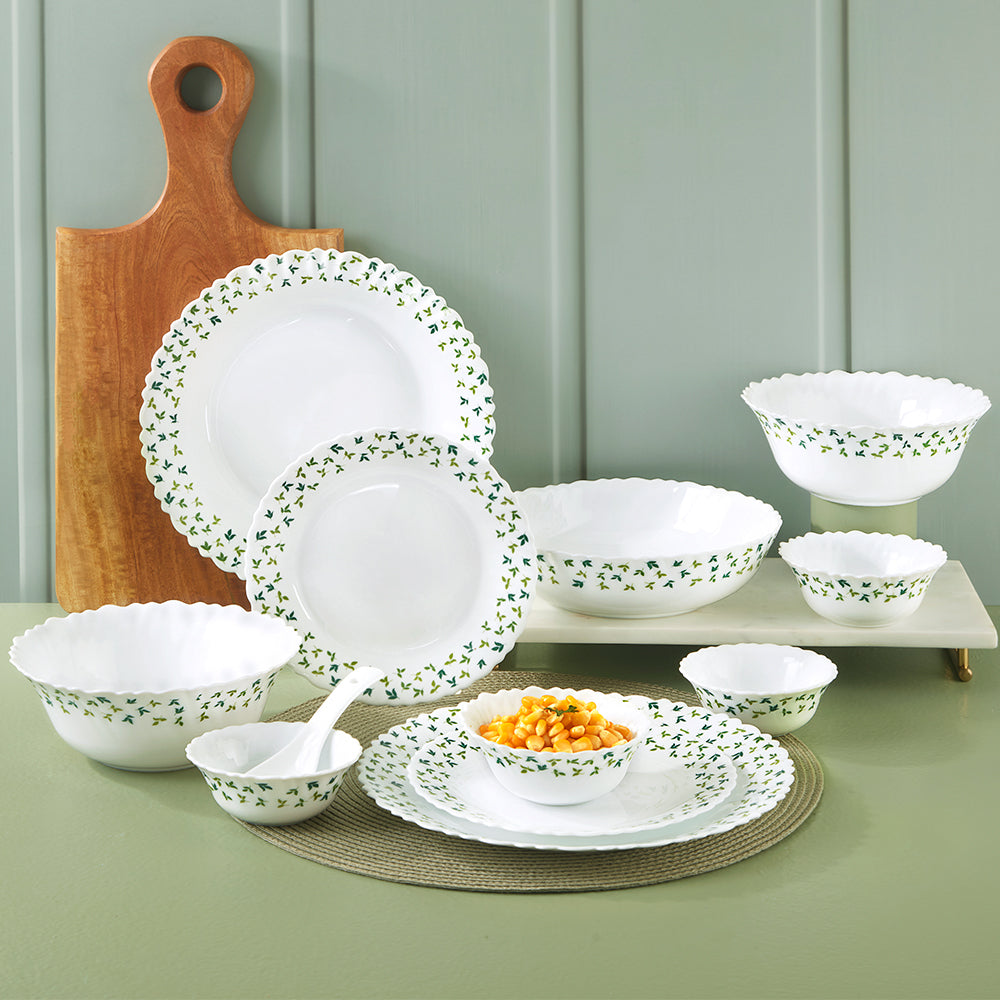 Larah by Borosil Sage 35 pc Dinner Set 35 pc Set: Serves 6