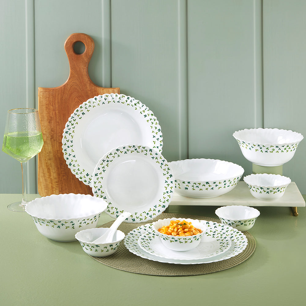 Larah by Borosil Sage 35 pc Dinner Set 35 pc Set: Serves 6