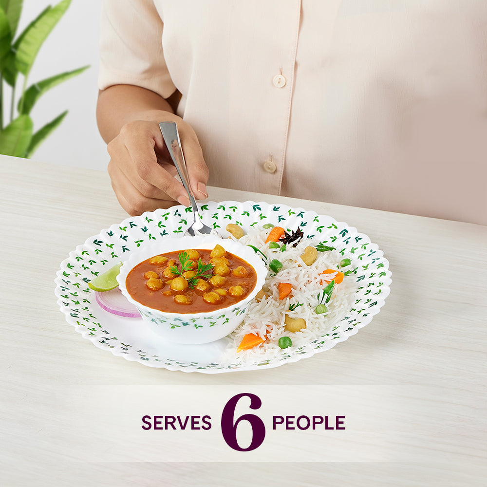 Larah by Borosil Sage 35 pc Dinner Set 35 pc Set: Serves 6