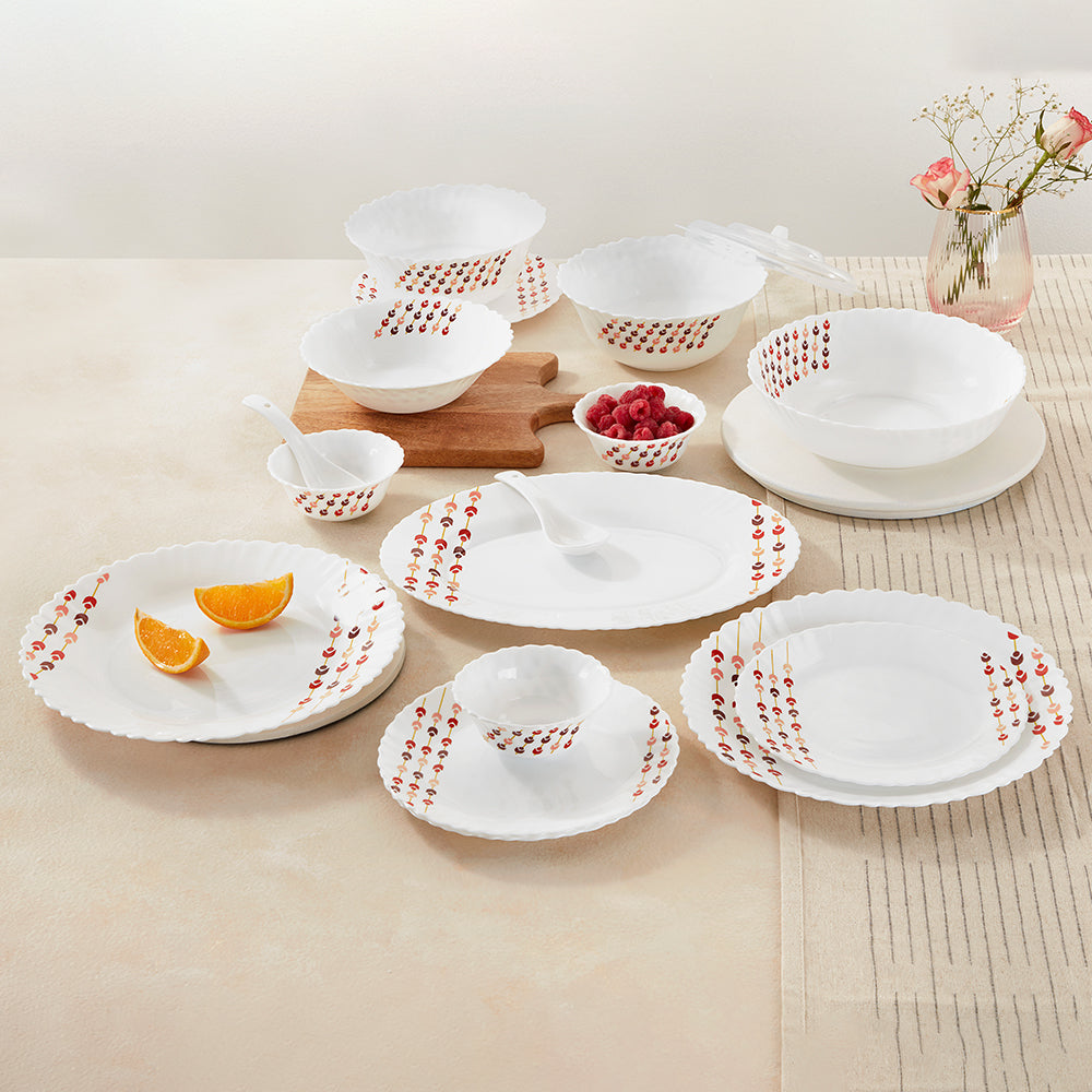 Larah by Borosil, Berry Bliss Dinner Set 37 pc Set: Serves 6