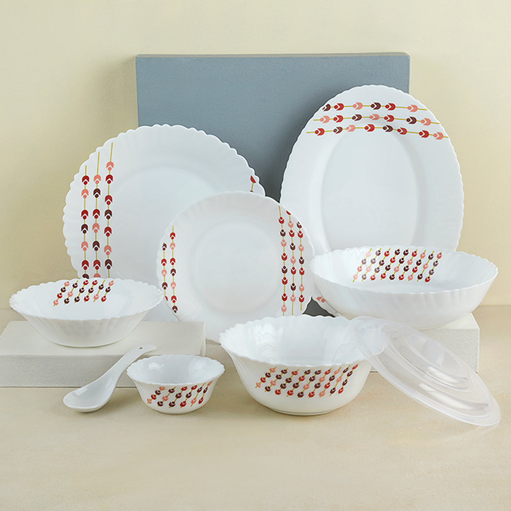 Larah by Borosil, Berry Bliss Dinner Set 37 pc Set: Serves 6