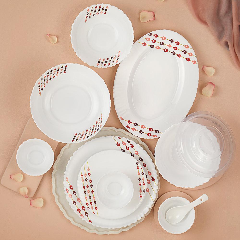 Larah by Borosil, Berry Bliss Dinner Set 37 pc Set: Serves 6