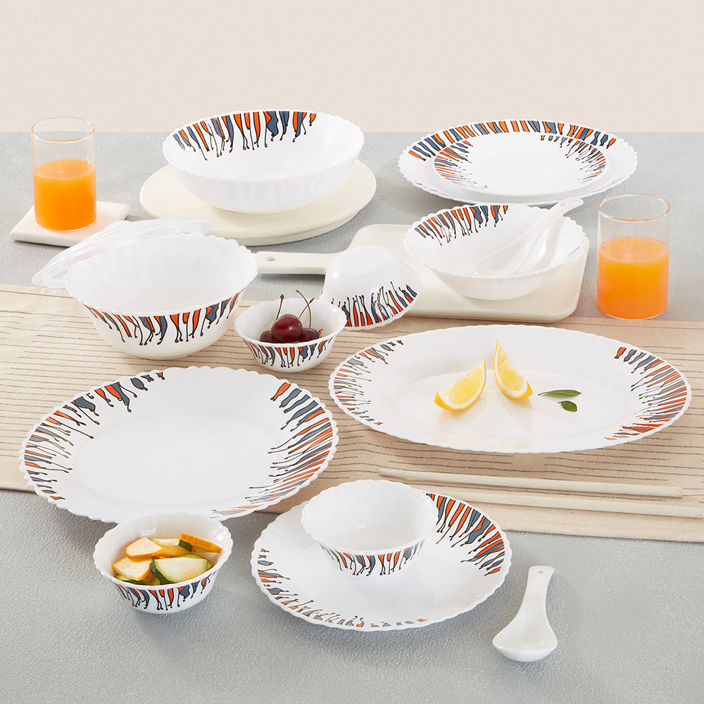 Larah by Borosil, Florentine Dinner Set 37 pc Set: Serves 6