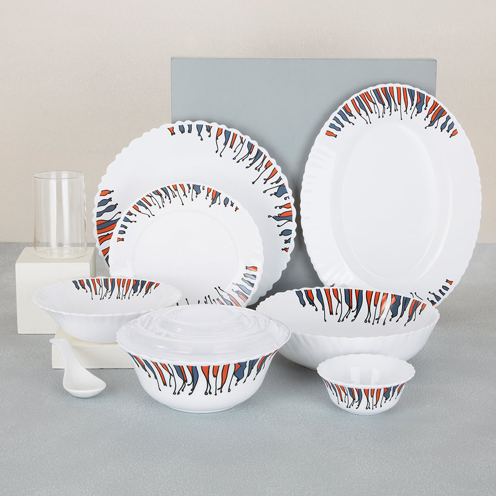 Larah by Borosil, Florentine Dinner Set 37 pc Set: Serves 6