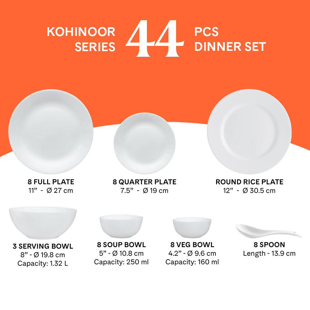 Larah by Borosil, Corsica Dinner Set, 44 pc