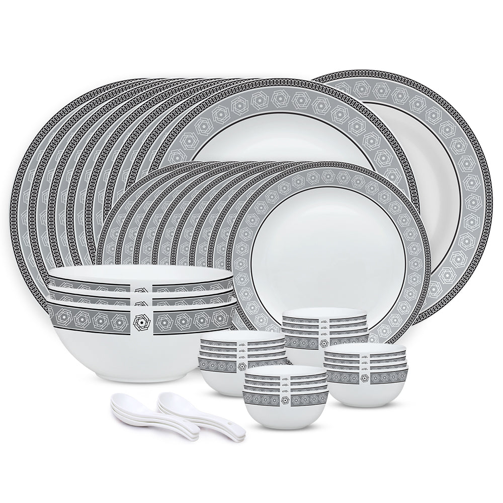 Larah by Borosil, Noor Dinner Set 44 pc Set: Serves 8 (Option 2)